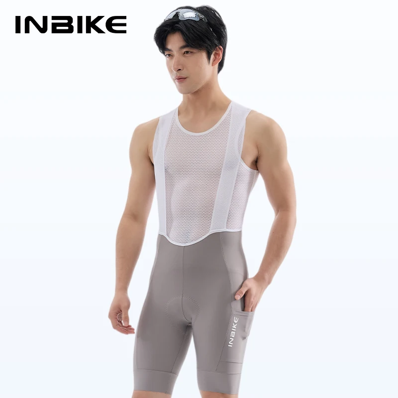 INBIKE Summer Cycling Bibs Men Long Riding Pad Bicycle Biking Clothing Bike Bib Shorts with Pockets MTB Cycling Pants Quick Dry
