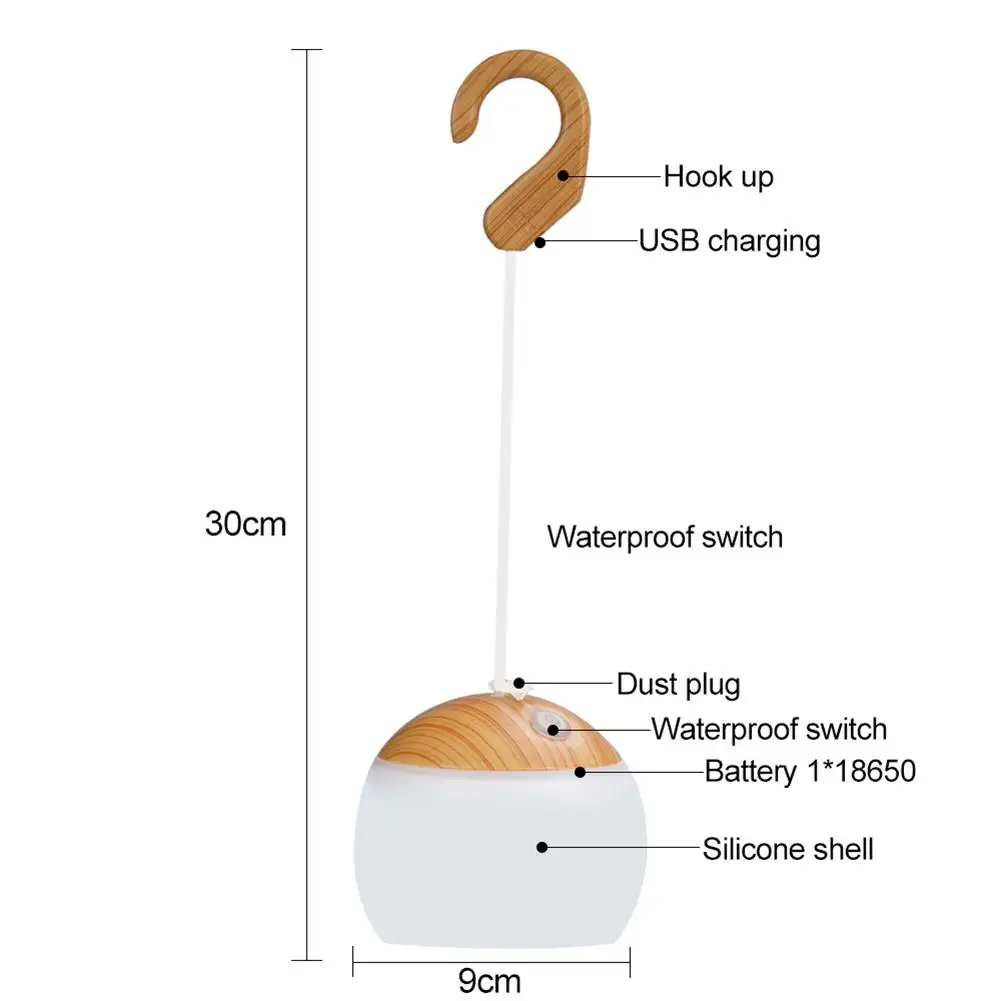 Lampu tenda lentera LED baterai Lithium, lampu berkemah, lampu liontin, lampu baterai Lithium, lampu Kemah, pengisian USB, luar ruangan