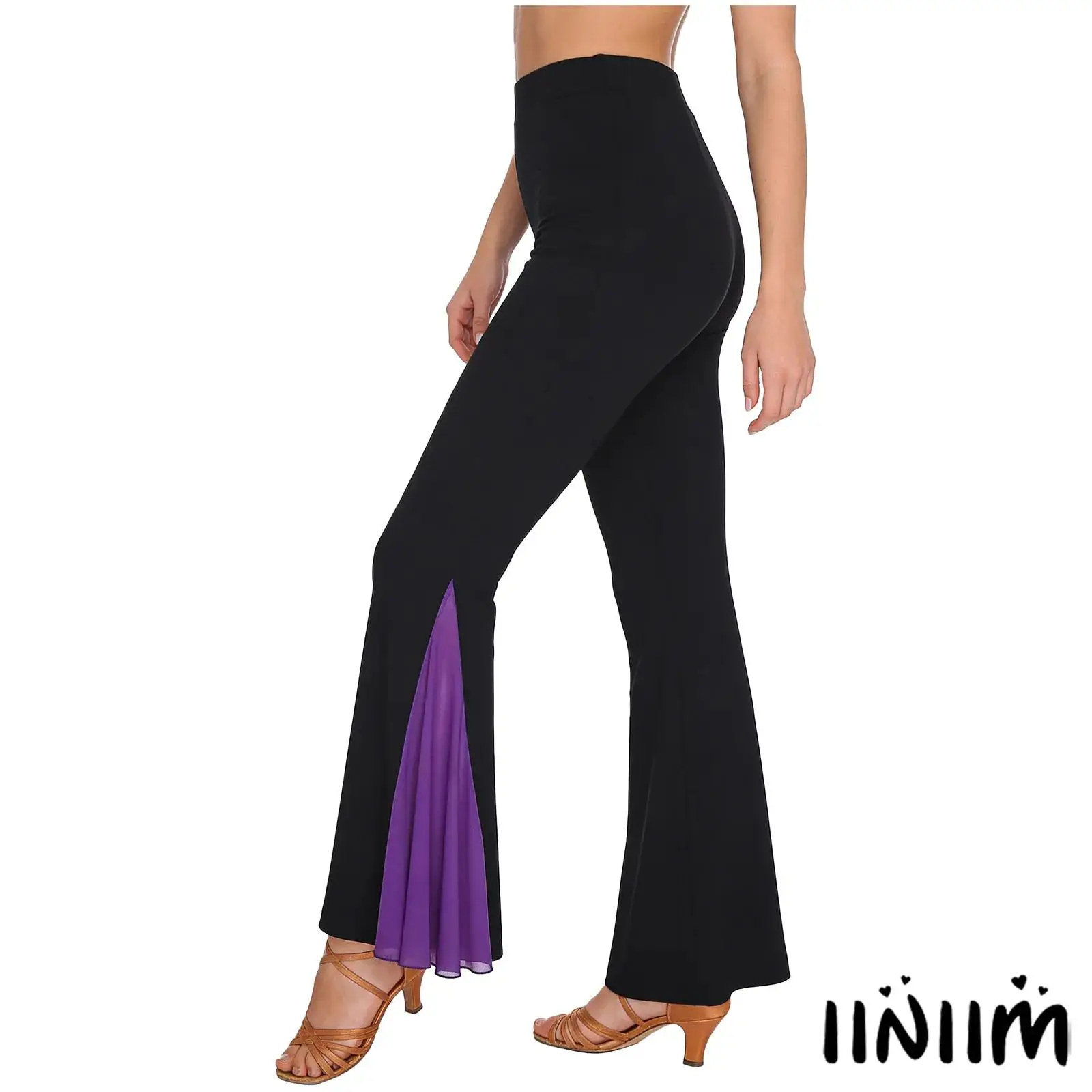 

Womens Dynamic Tango Jazz Practice Wear with Body Contouring Fit And Adjustable Design Flared Pants for Modern Salsa Latin Dance