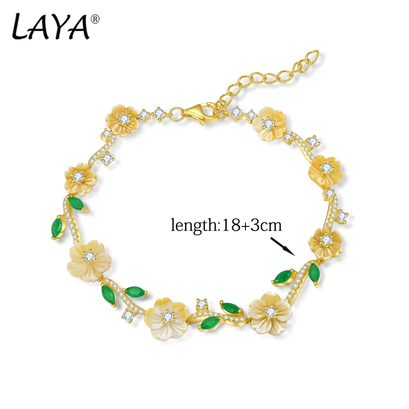 LAYA 18k Gold Shining Colorful Zircon Yellow Flower 100% 925 Sterling Silver Designer Bracelet For Women Wedding Fine Jewelry