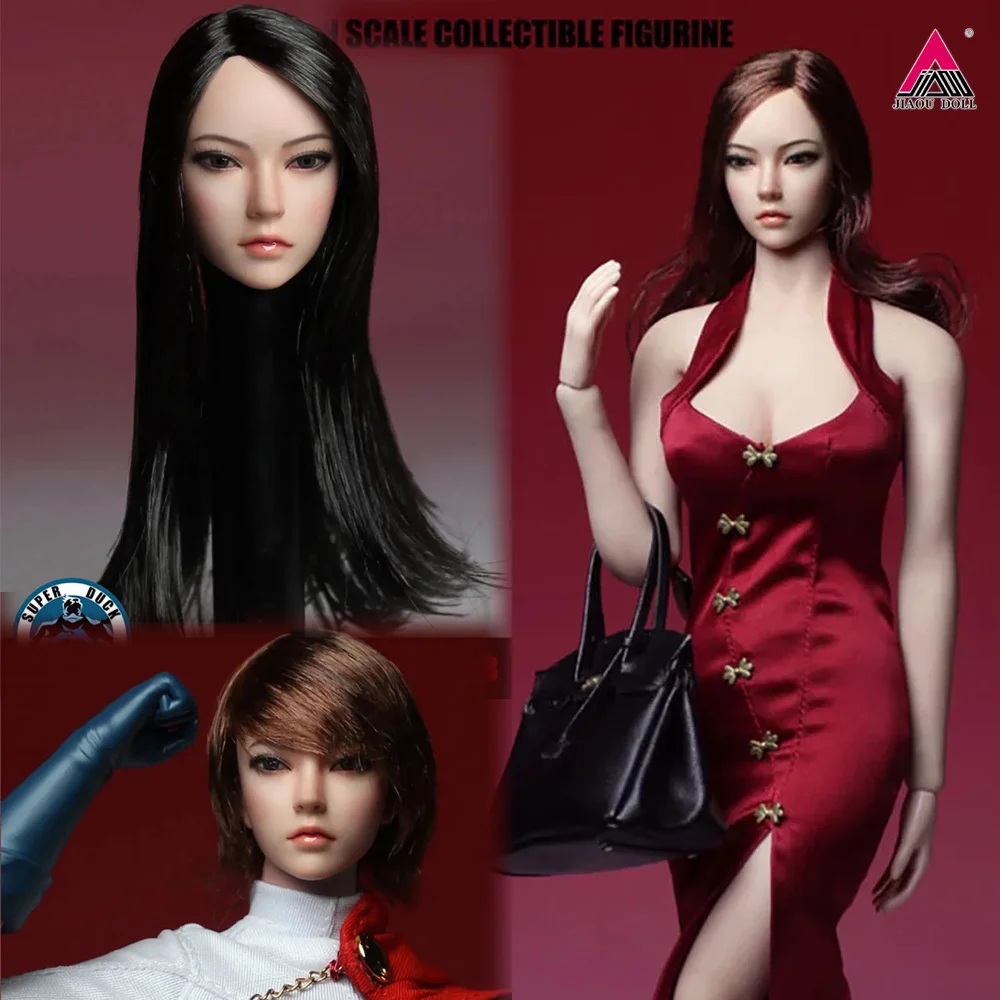 

SUPER DUCK SDH002 1/6 Asian Beauty Head Sculpture Head Carving Fit 12inch Female Soldier Action Figure Body