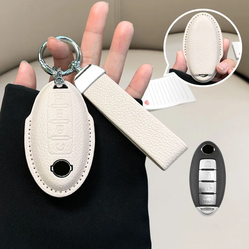 

Leather Car Remote Key Case Cover Shell For Nissan Qashqai X-Trail T32 T31 Juke J10 J11 Kicks Tiida Pathfinder Note for Infiniti