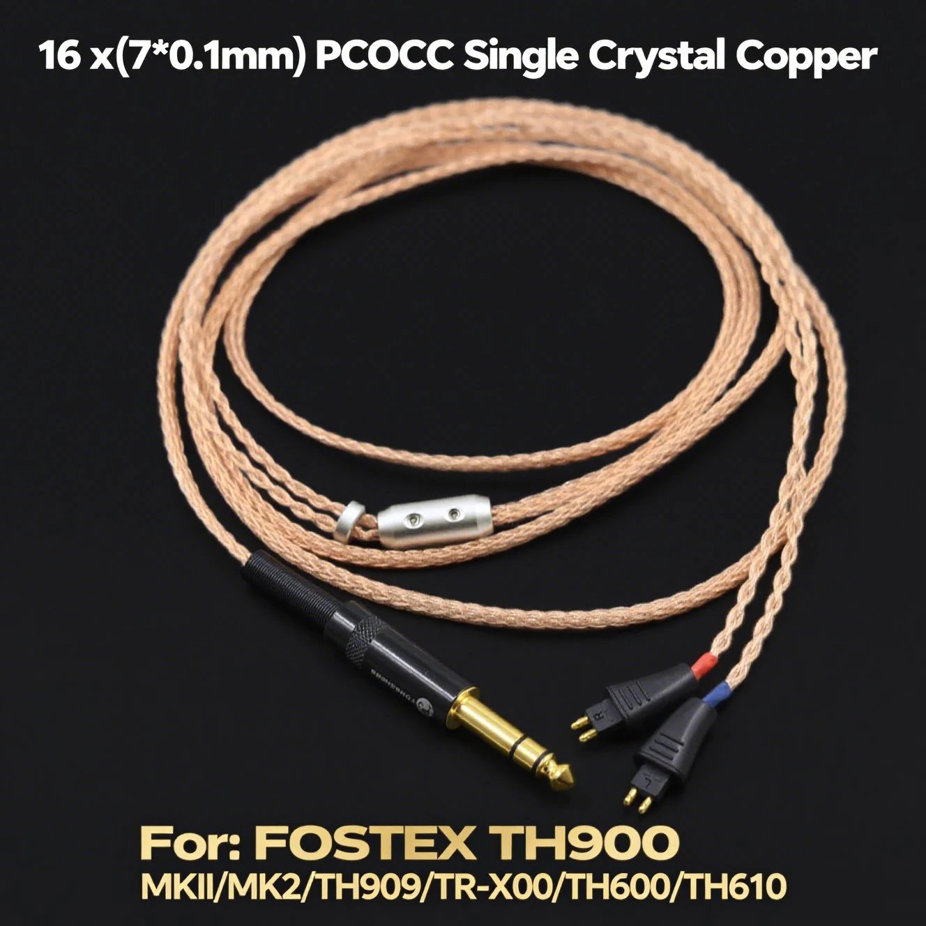 

16 Core Pcocc Single Crystal Copper DIY Audio For FOSTEX TH900 MKII MK2 TH909 TR-X00 TH600 TH610 Headphone Earphone Cables