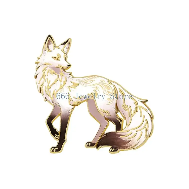 F2TD Oil Drip Effect Cartoon Painted Foxy Brooch Alloy Fashion Jewelry Piece Versatile Coat Dress Accessory for Gifts and