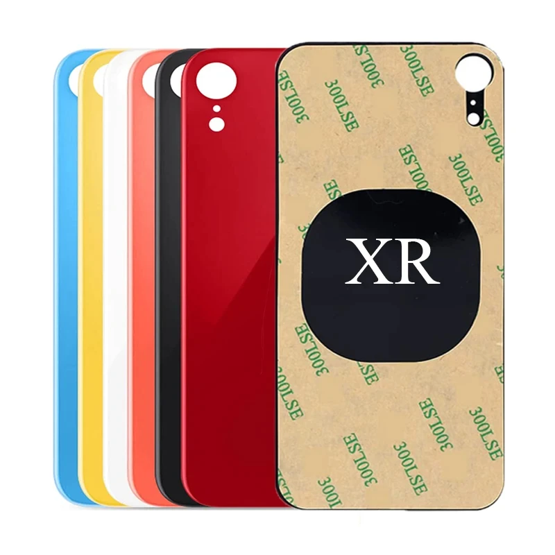 Parti di ricambio in vetro per schermo posteriore con foro grande per iPhone XR Vetro per cover posteriore con colla adesiva posteriore per modello A1984, A2105, A2106