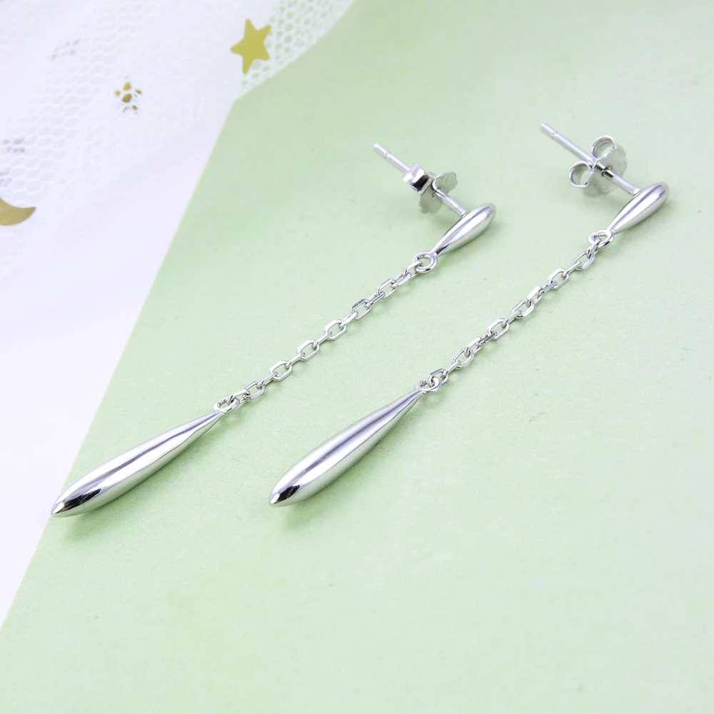 أقراط قطرة الماء أقراط من الفضة الإسترليني عيار 925 للنساء أقراط طويلة كلاسيكية بسيطة هدية عيد الحب للسيدات الحلوة #3