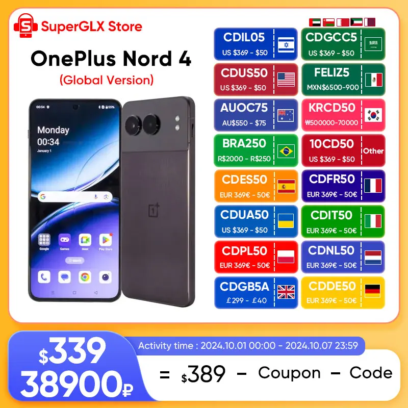 2024 New OnePlus Nord 4 Global Version Snapdragon 7+ Gen 3 6.74