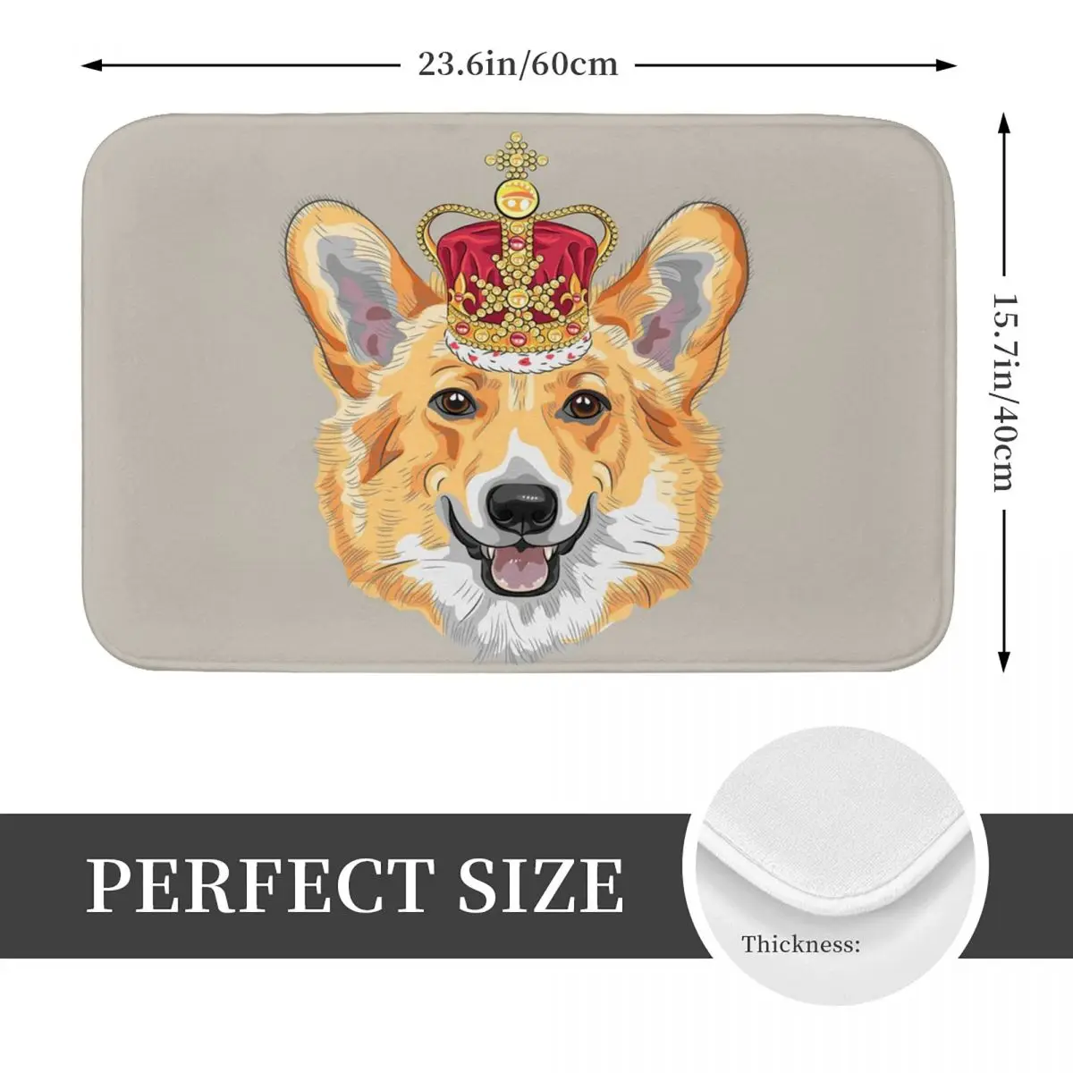 Corgi With A Crown Doormat Non-slip Super Absorbent Bathroom Floor Mats Home Entrance Rugs Kitchen Living Room Carpet Footpad