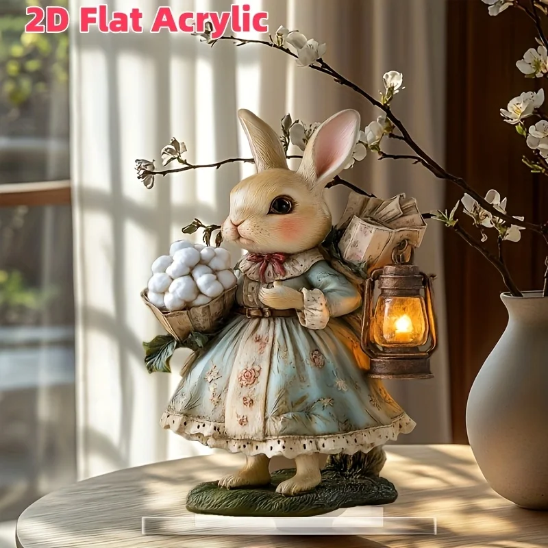 2D Easter Bunny Theme, Suitable for Home,tabletop decoration ornament，Kitchen, Garden, Room, Caf É, Holiday Decoration Gifts