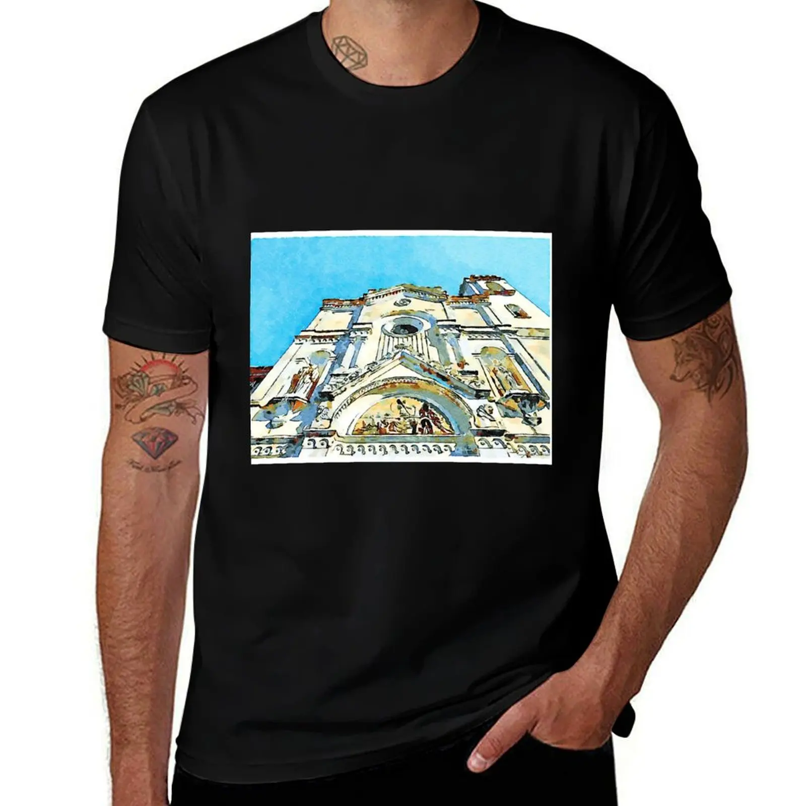 cotone di T-shirt di camicie uomo t Faade divertente t uomo Pizzo Cattedrale grafica la maglietta casual per camicie Calabro