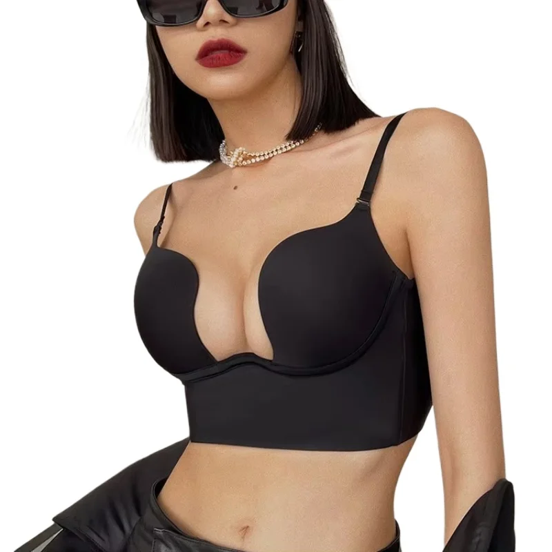 KUCLUT  Cut Sexy Bra Push Up Backless Bra for Women Anti Sagging Cross Back Bras Solid Color One Piece Beauty Back Underwear
