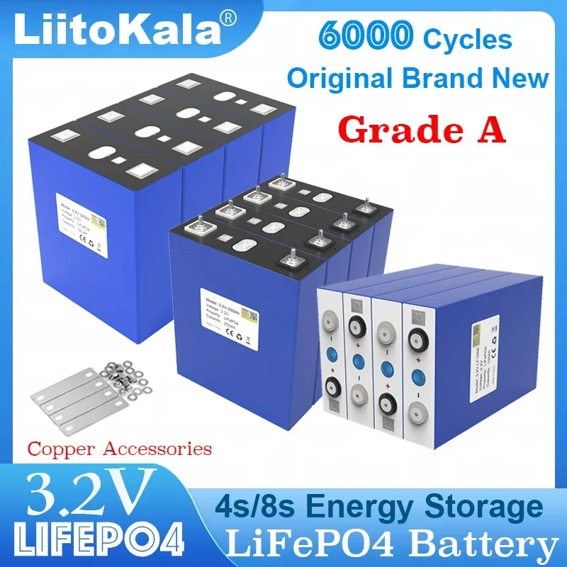 8pcs LiitoKala 3.2V LiFePO4 Battery 320AH 280ah 200ah 150ah 105ah DIY 12v 24V Automotive RV Solar Energy Storage batteries