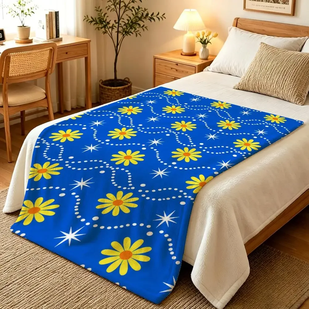 Vintage Geometric Floral Chain Collection Throw Blankets Soft Warm Flannel Blanket Bedding for Bed Living room Home Sofa