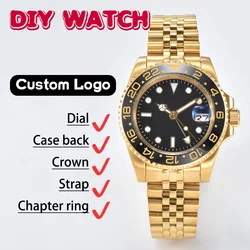 High-end watches Gold GMT NH34 movement watches sapphire glass luminous waterproof luxury men's watches support custom logo