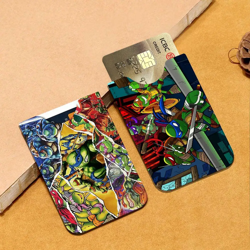 Cartoon N-Ninja T-Turtles Pu Leather Credit Card Holder Slim Business Cardholder Anti Theft Id Organizer for Outdoor Carrying