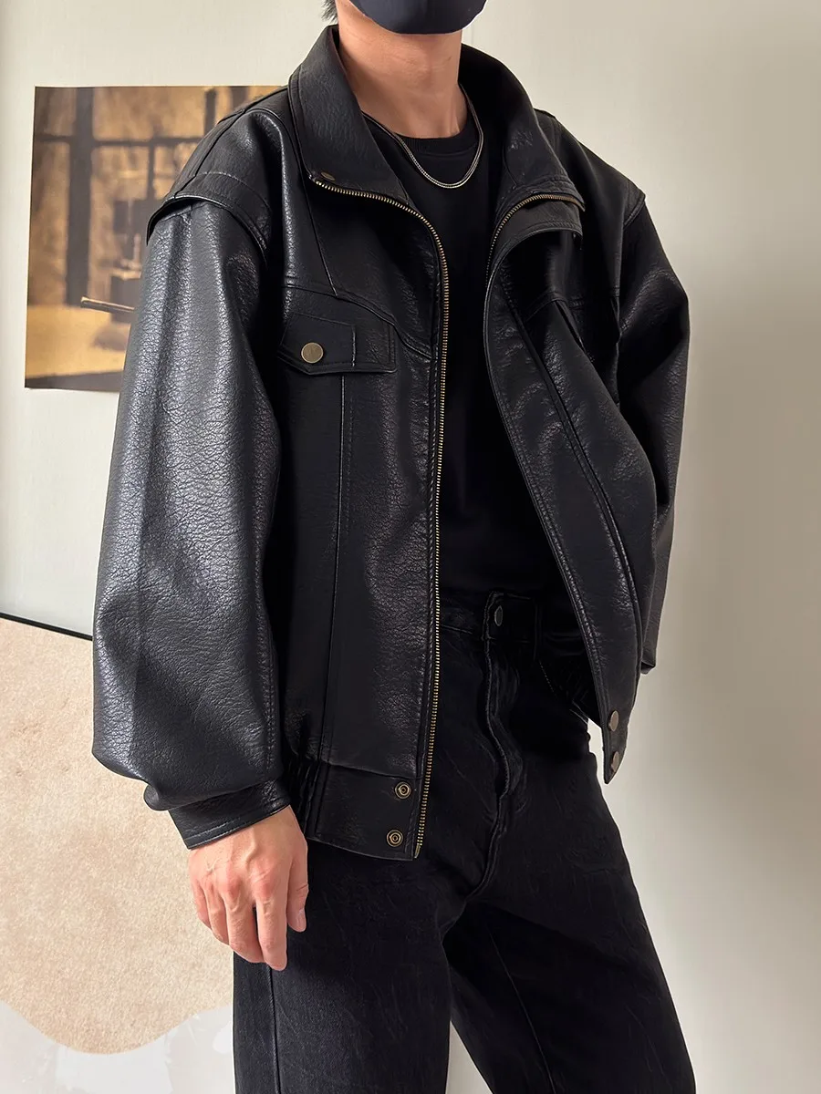 

Мужская кожаная куртка American Sport Flight с узором «Личи», новая модель 2025 года, ретро-стиль, черная, мотоциклетная, ветрозащитная, водонепроницаемая