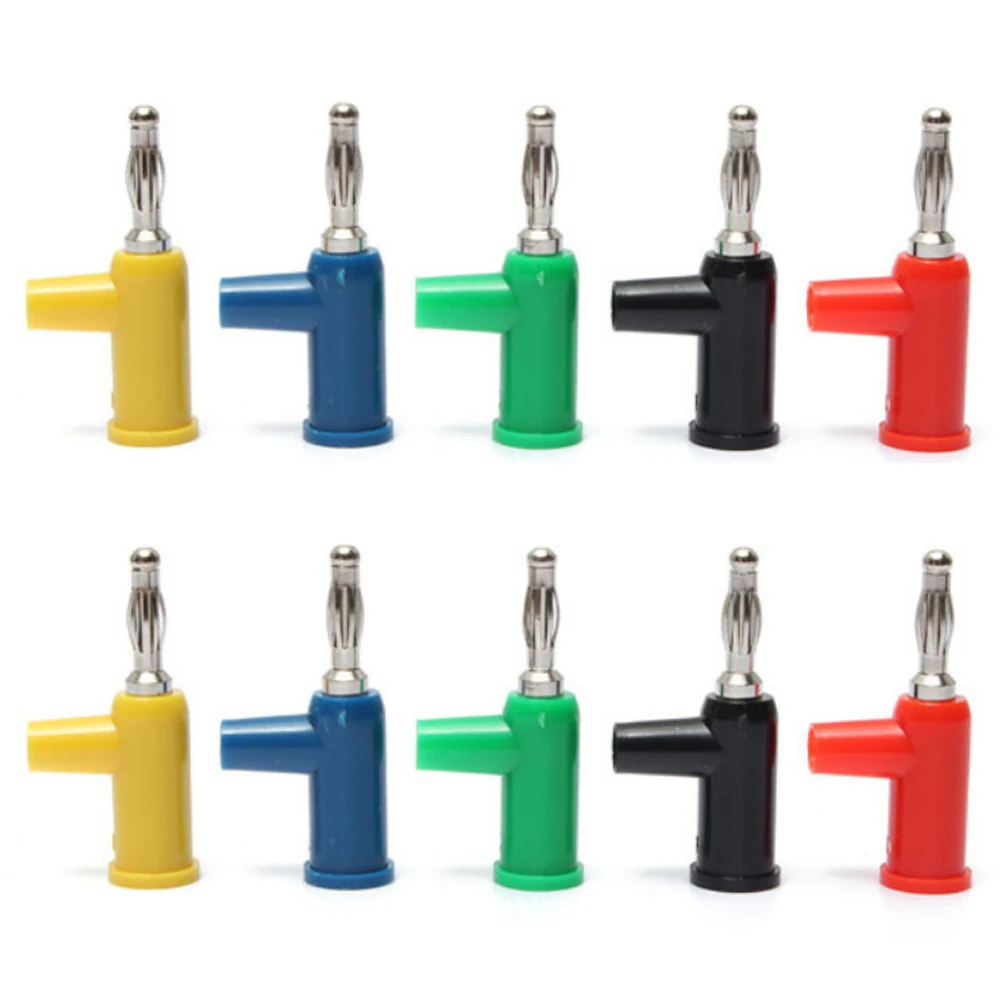 10PCS 4mm Banana Plug Copper Nickel Plating Electrical Connector Adaptor Solder Free Lantern Type Banana Plug DIY Connector