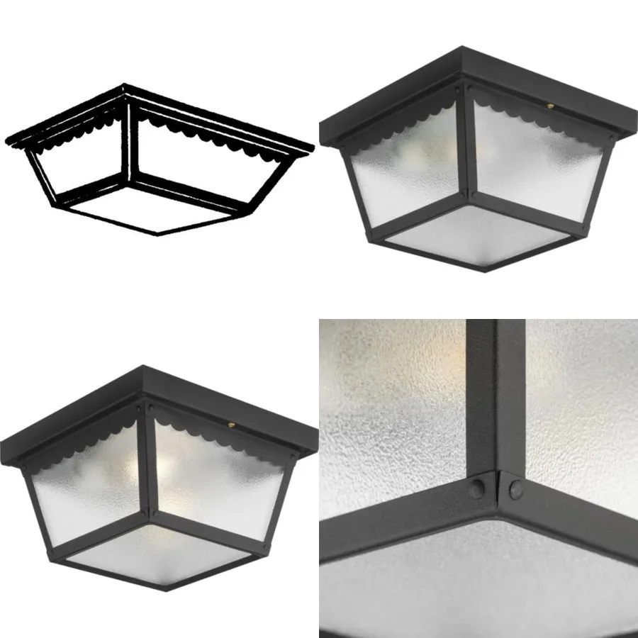 Indoor and Outdoor Flush Mount Ceiling Light, Interior and Exterior Ceiling-Mount Light Fixture for Porch Light, Patios, Garage