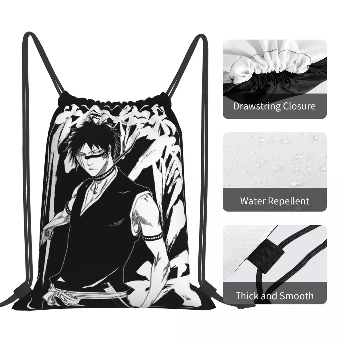 Cool Manga Style Art Anime Character Mochilas, Drawstring Bundle Pocket Sports Bag, Bookbag para homens e mulheres, mochilas escolares