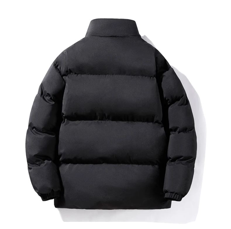 Male Solid Color Stand Collar Cotton Jacket Men Windproof Winter Thick Warm Parka Coat Men's Cotton Coat Thick Mens Warm Clothes