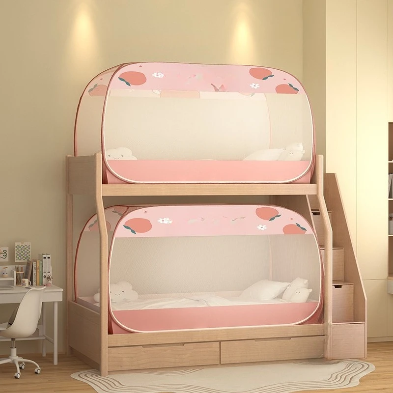 Foldable zipper-free integrated mosquito net, dormitory mosquito net bunk