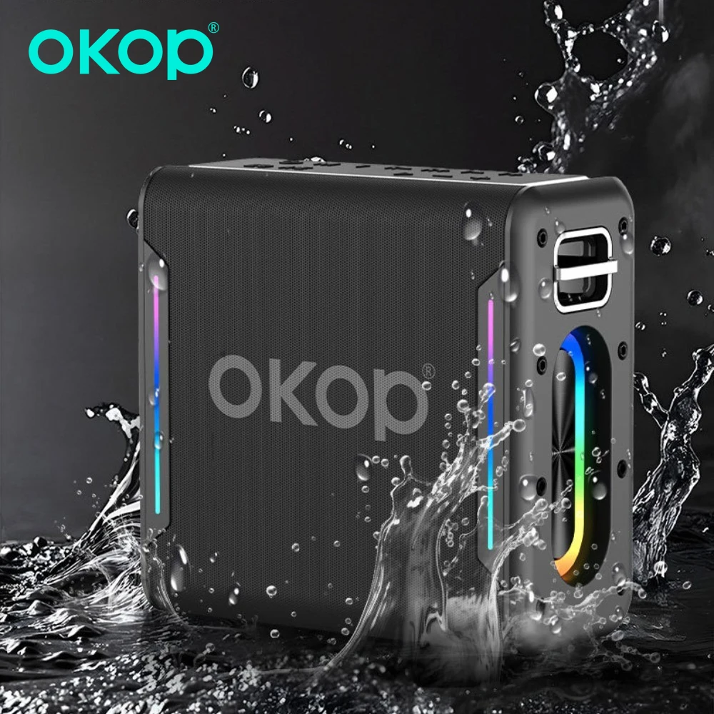 OKOP سمّاعات بلوتوث، مكبر صوت موسيقي لحفلات المهرجانات، مكبر صوت كبير الحجم خارجي، مكبر صوت محمول، ميكروفون AI مكبر صوت USB TF