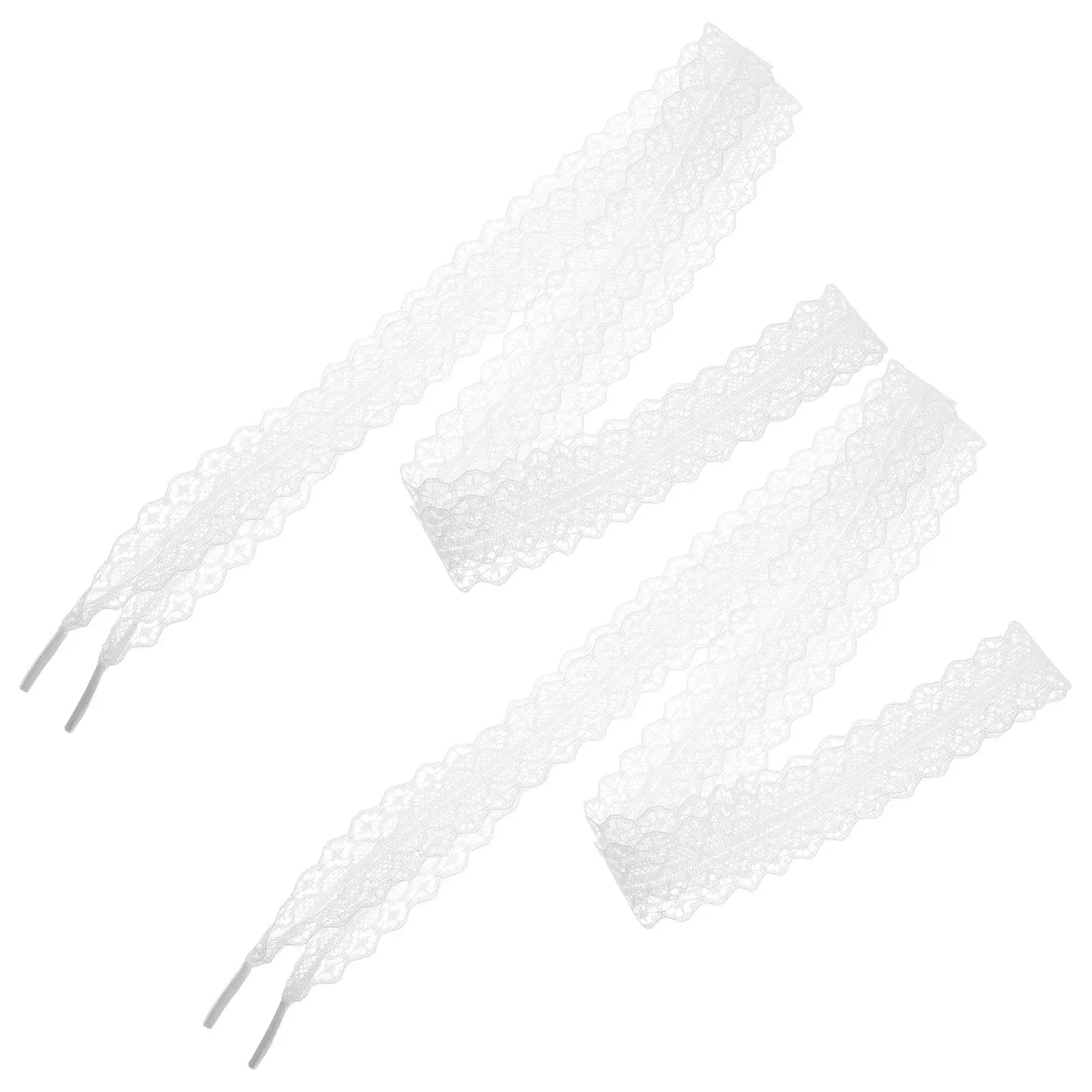 2 個レース靴ひもスニーカーフラットかわいいリボン女性トリム縫製ワイド AntiLoose 刺繍靴アクセサリー女の子の装飾