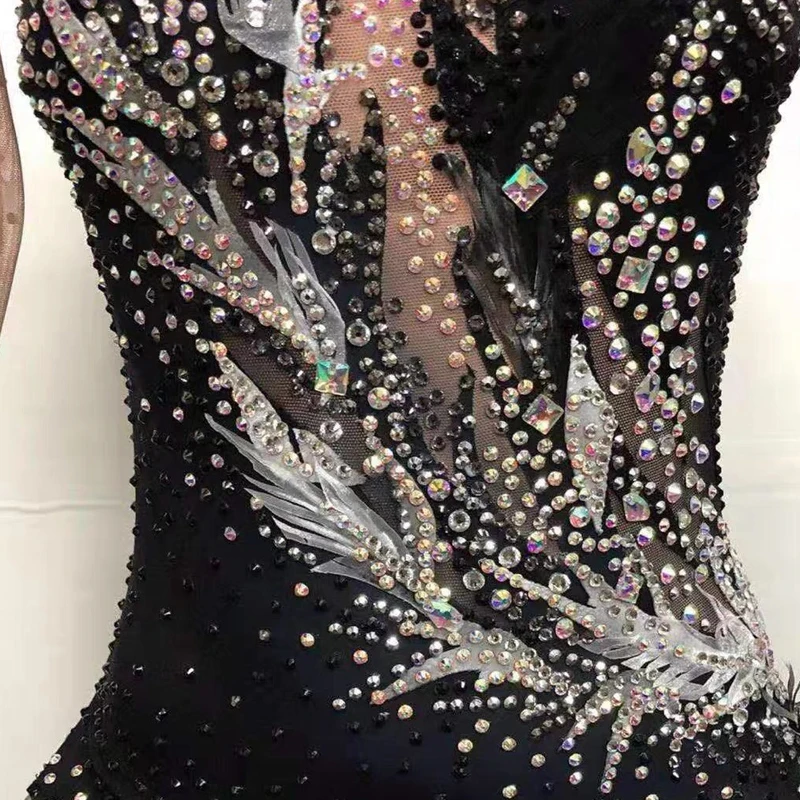 Pattern skating performance clothing bodybuilding competition art cheerleading women's competition clothing black