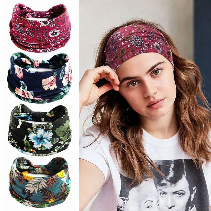 New Women Hair Bands Summer Fashion Girl Headbands Elastic Bandanas Headwear For Sport Turban Elastic  Hair Accessories HeadBand