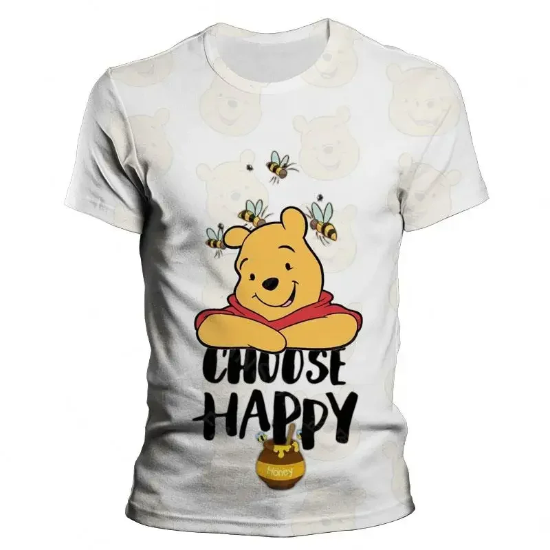 Disney Oversized 3D T-shirt Boys Girls Summer Cartoon Anime Clothing Children Tee Winnie The Pooh 3D Casual T-shirts Tops Cool