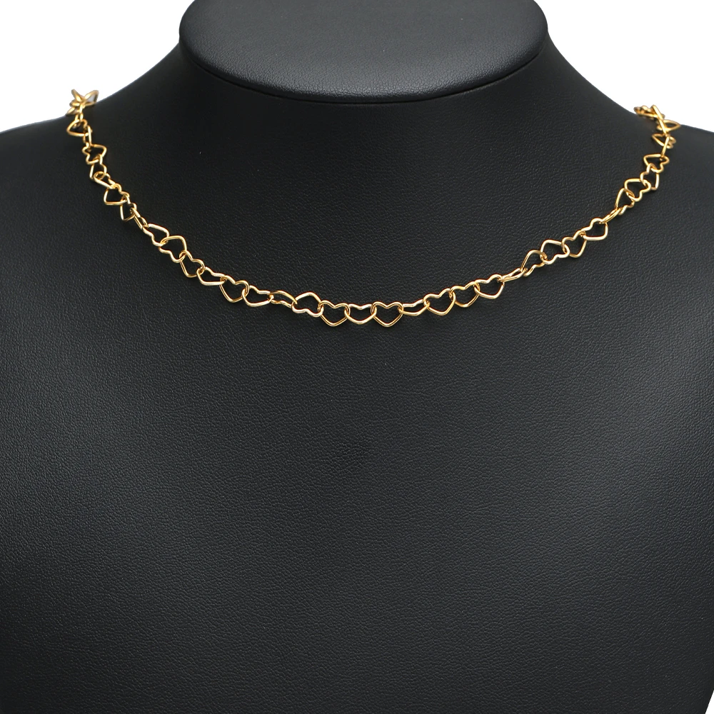 2 Meter lange herzförmige Edelstahlketten für DIY-Modeschmuck, Ohrringe, Körperketten, Halsketten, Armbänder, Accessoires – Detail 1