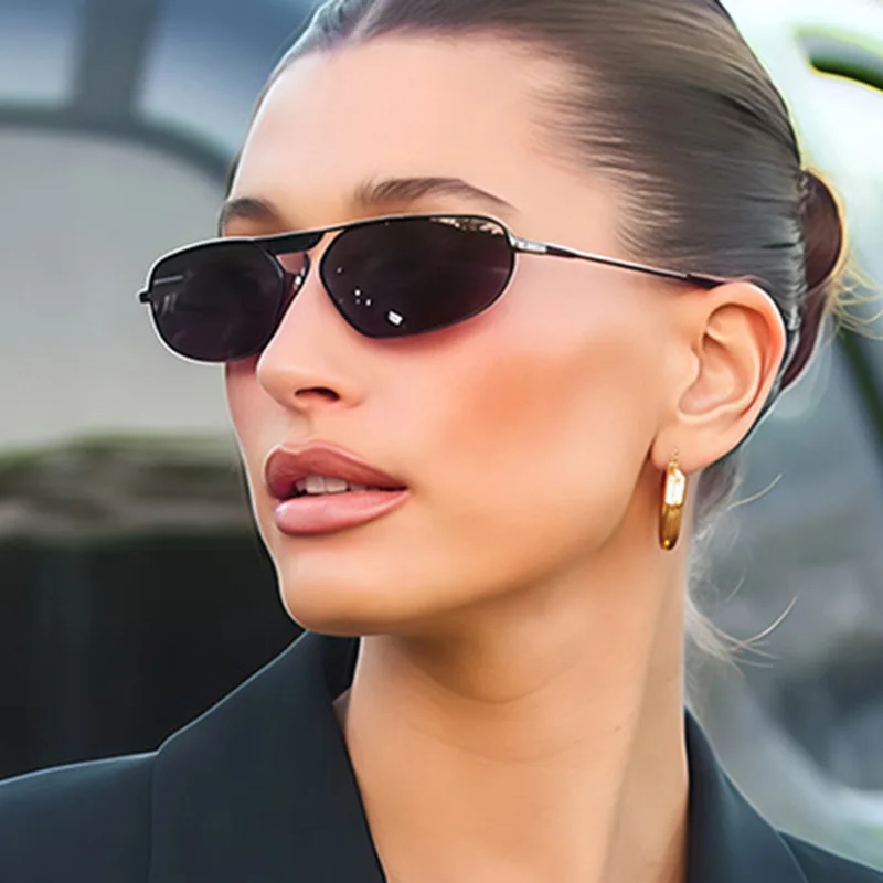 Single-Beam Square Small-Frame Sunglasses for Men and Women, Fashionable Retro Aviator Sunglasses, Sunshade Glasses