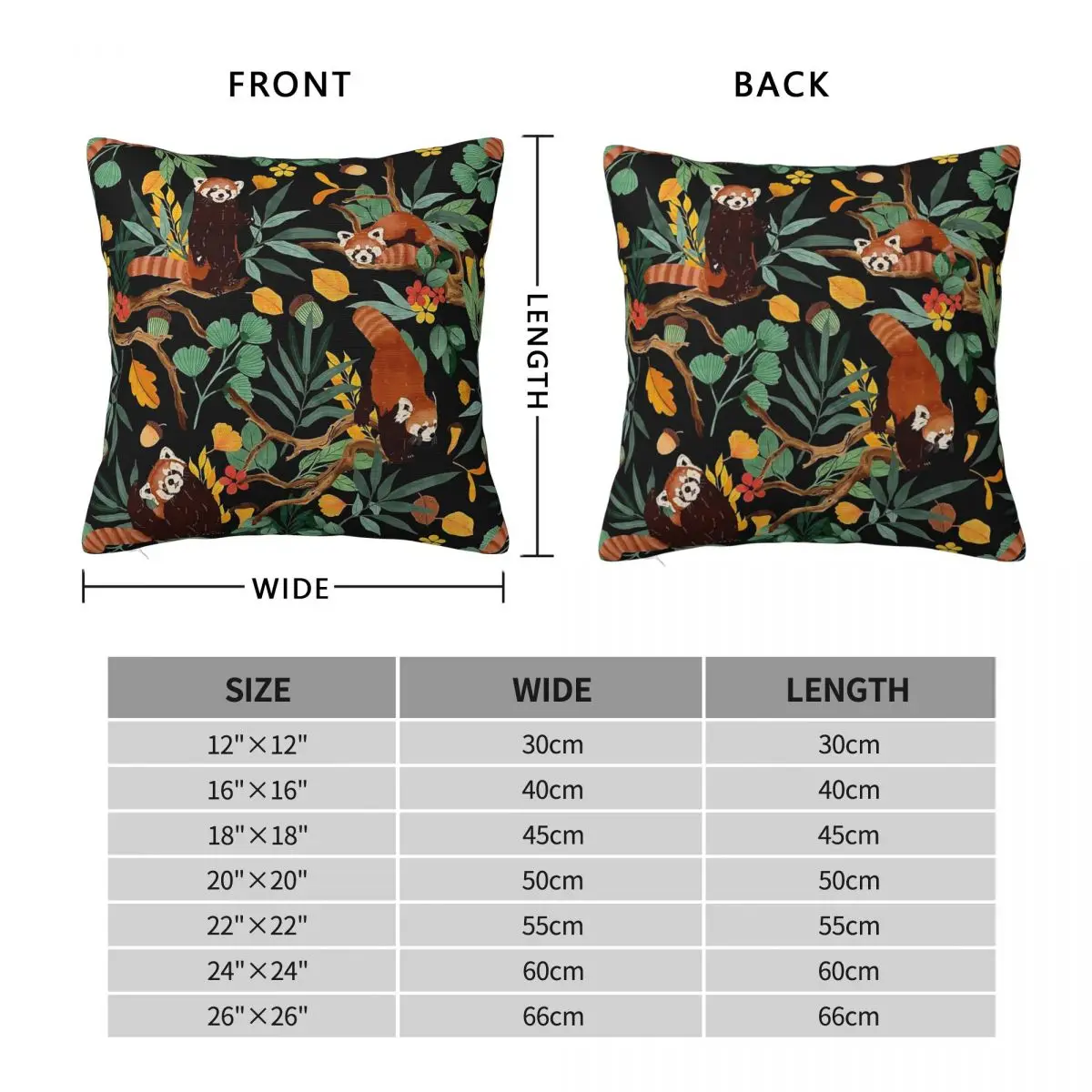Red Pandas Dark Wild Nature Pillowcase Polyester Linen Velvet Printed Zip Decor Pillow Case Car Cushion Case