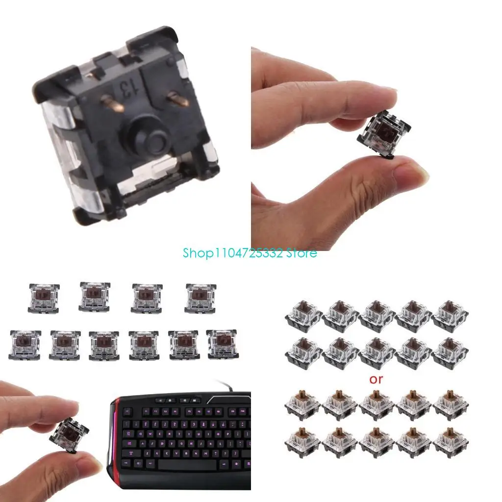 P5EA Mechanical Keyboard Keycaps Switches Brown for Cherry MX Compatible Brown Transparent Housing 10 Pieces