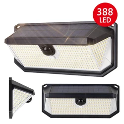 Lámparas solares para exteriores 388 LED impermeables IP65, luz solar para exterior, lámpara de pared con Sensor de movimiento regulable, foco de luz para jardín y patio