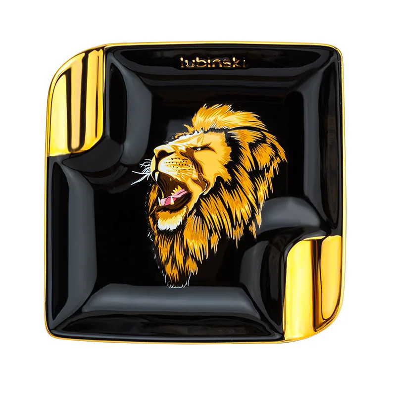 

Cigar Ashtray Double Cigarette Ceramic Domineering Lion King Pattern LUBINSKI Cigar Ashtray Smoking Tray