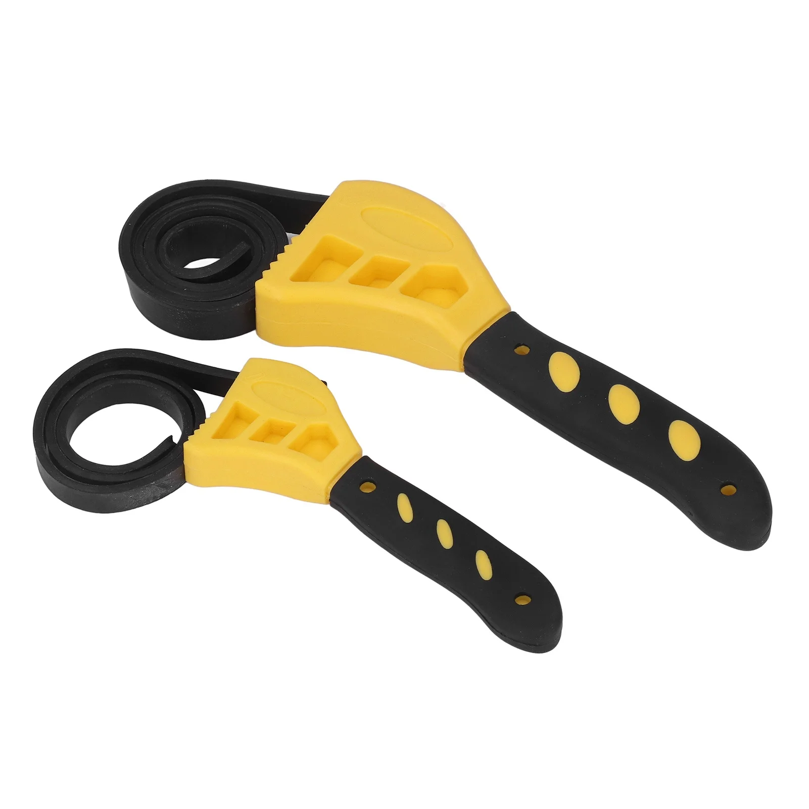 2 Pcs Belt Wrench Multi Purpose Adjustable Rubber Strap Wrench 6in 8in For Car Maintenance Yellow/Red