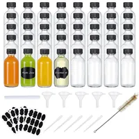 30/60ml Small Glass Bottles with Airtight Lids Clear Sample Boston Bottle/Vials/Containers for Juice Ginger Shots Potion Oils