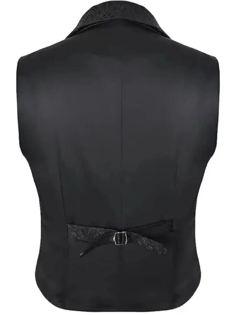 Herrenweste im viktorianischen Stil mit Blumenmuster, Revers, einreihiger Knopfleiste, ärmellos, für Hochzeiten, Bankette, Partys, formelle Anlässe – Detail 10