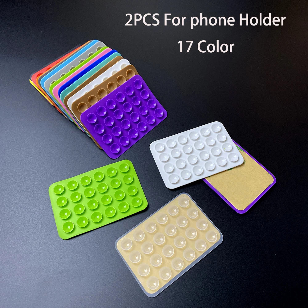 

2PCS Double Side Silicone Pad For Mobile Phone Fixture Suction Cup Backed Adhesive Silicone Rubber Sucker Pad For Fixed Pad