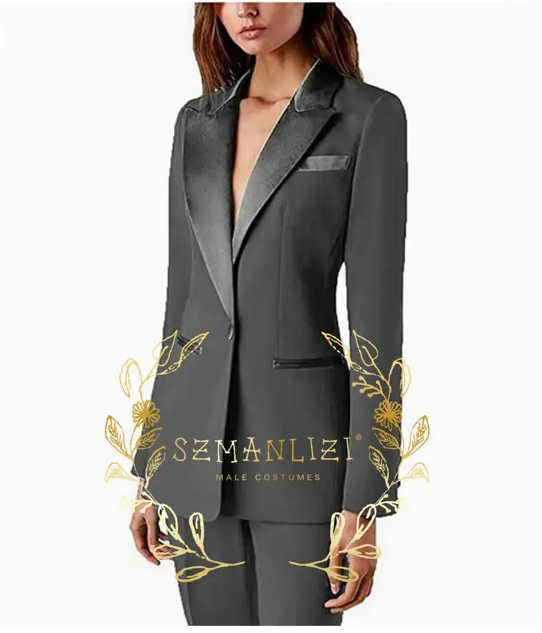 Imagem -05 - Terno Preto para Mulheres Blazer Formal Calças Vestuário de Trabalho do Escritório Jaqueta Slim Fit Moda Feminina Smoking de Casamento Peças