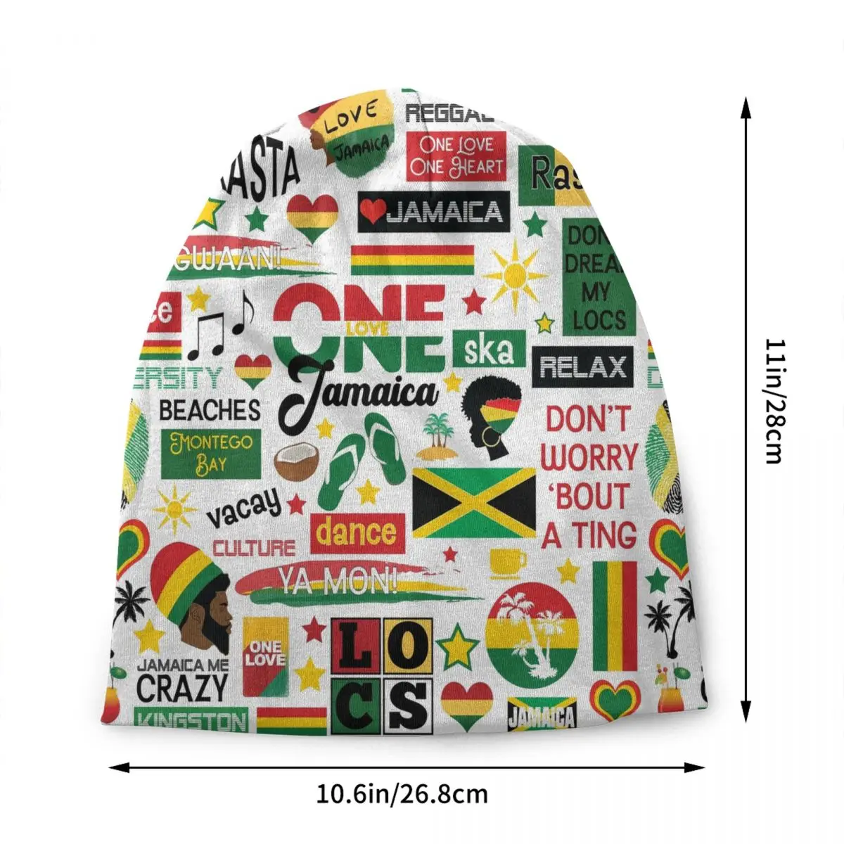 Jamaica One Love Culture Pattern Bonnet Hat Knitted Hats Men Women Hip Hop Unisex Adult Winter Warm Beanies Cap