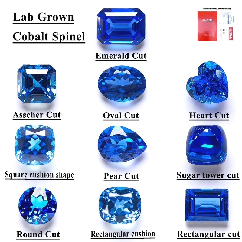 

Top Lab Grown Cobalt Spinel Multiple shapes Combination chain Selectable AGL Certificate Charms for Jewelry DIY Making