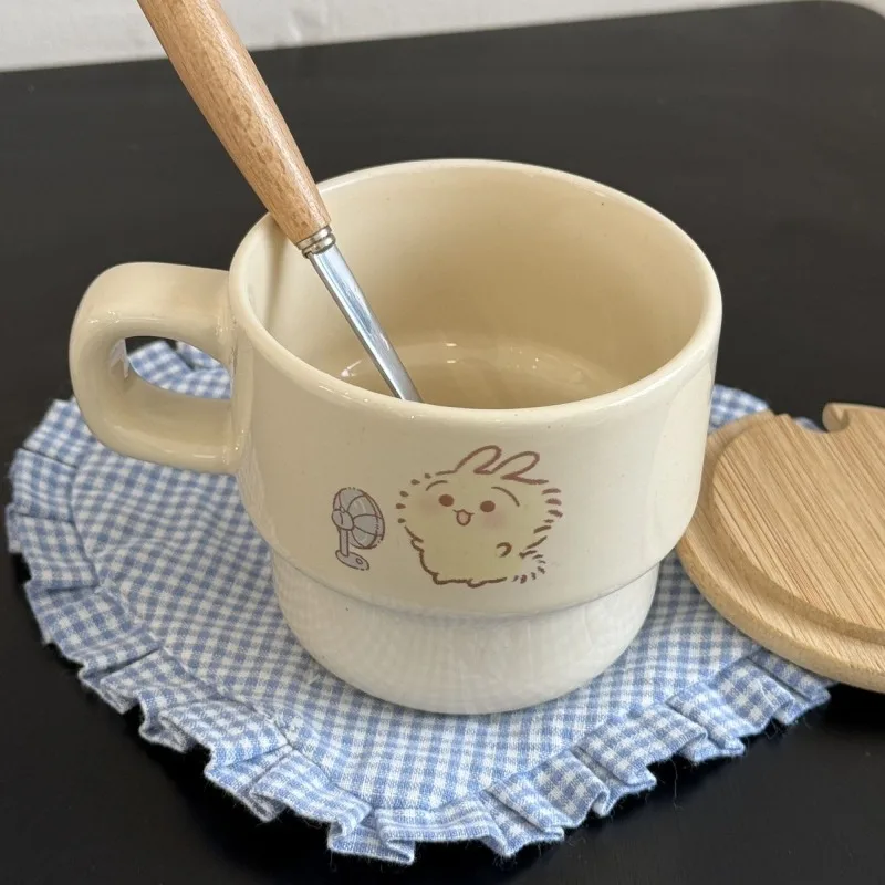 Cartoon Kawaii Mug Ins Couple Set Coffee Cup Ceramics Stacking Cups Compact Storage Gift Fine Workmanship Easy To Clean Chiikawa