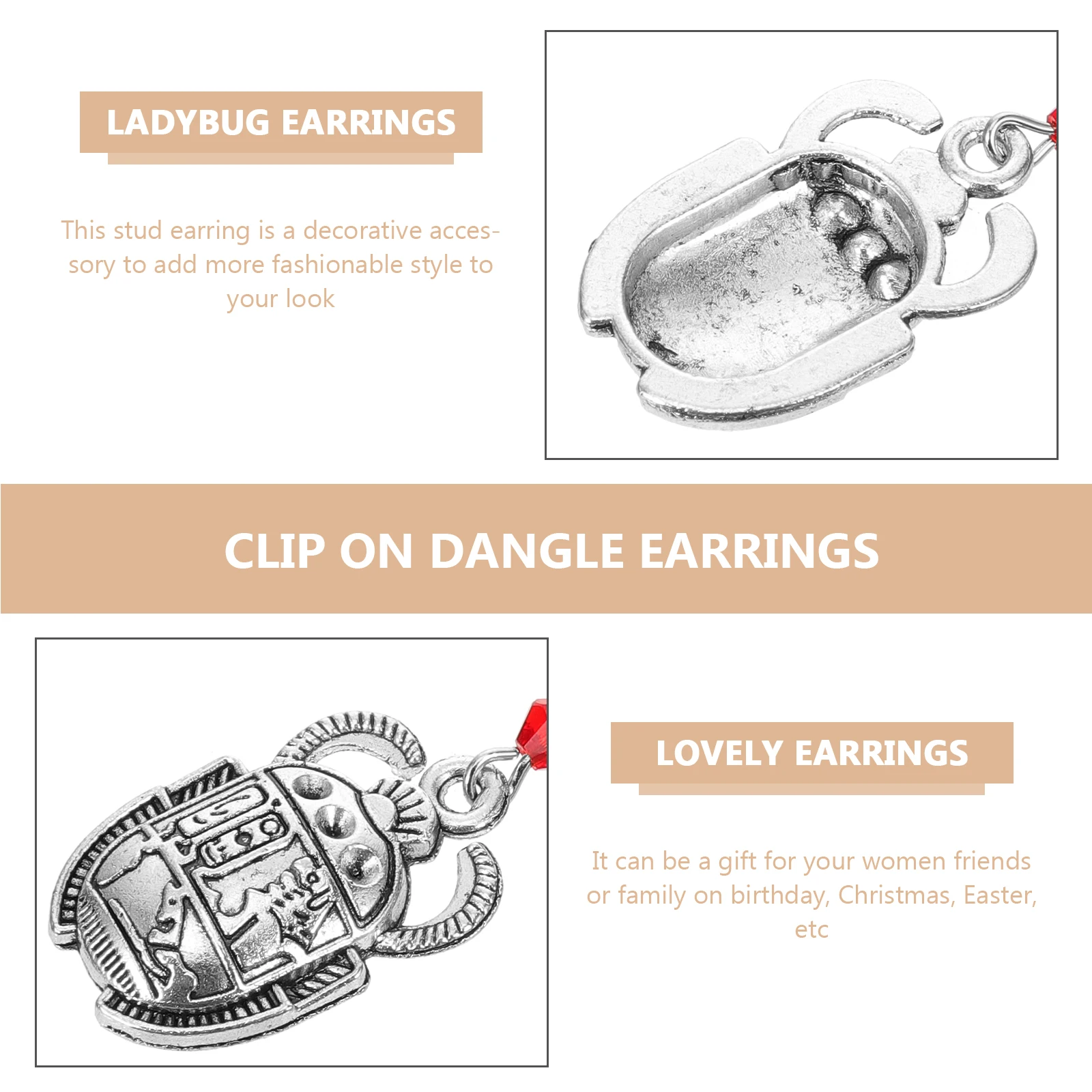 

2 Pairs Dangling Scarab Earrings Women Earings Insect Women's Miss Beetles