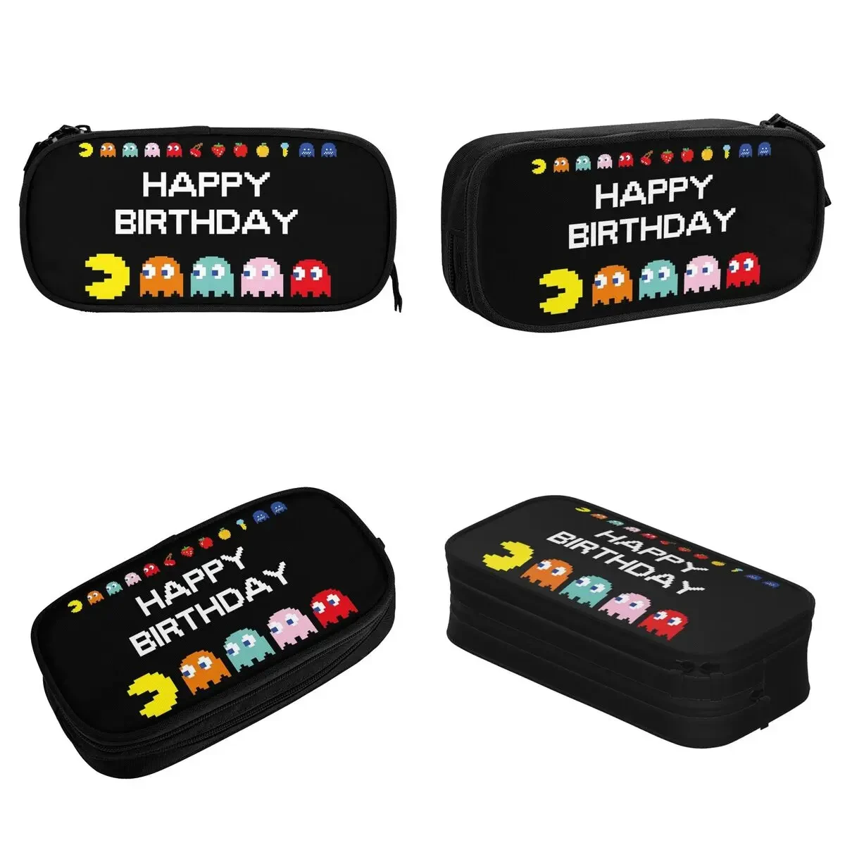 Cute Happy Birthday Kawaii Vintage Pencil Cases Arcade Game Pencil Box Pen for Girls Boys Bag School Supplies Zipper Stationery