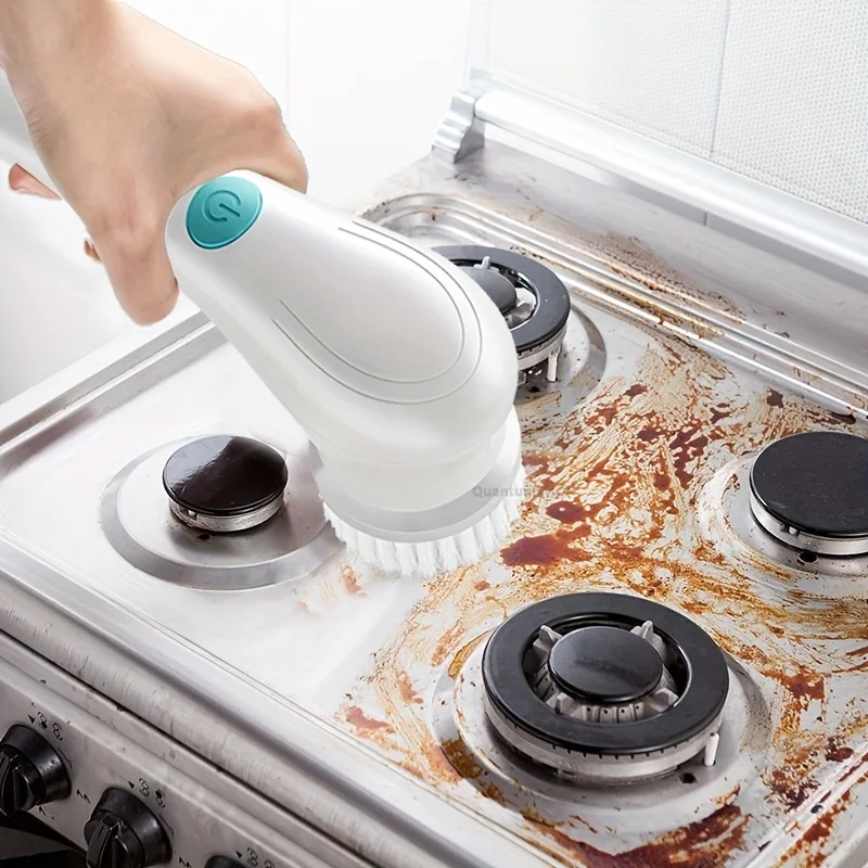 

Electric Scrubber, Handheld Cleaning Brush, Includes 5 Replaceable Heads, Bathroom, Kitchen, Floor, Dish, Shoe, Glass - Multifun