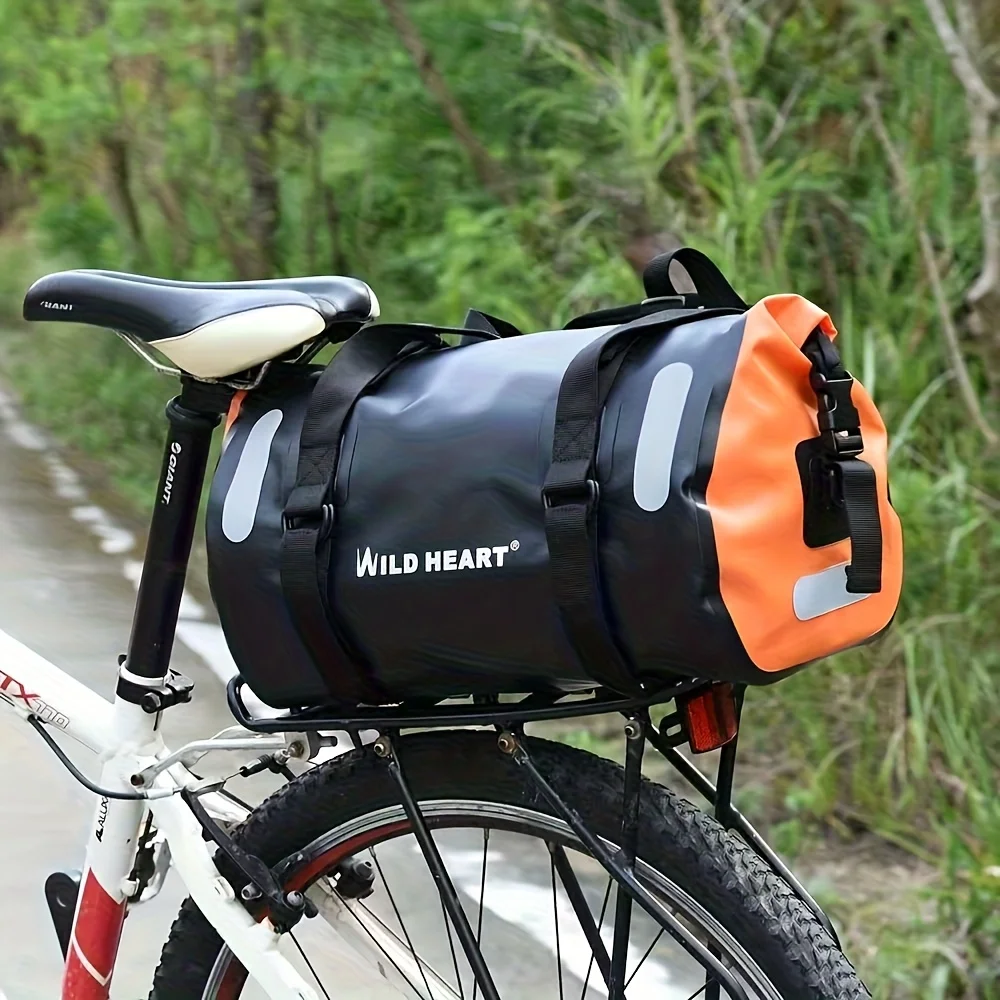 

WILD HEART 18L Waterproof Rack Bag For Motorcycle Bicycle With Weld Seam, Waterproof Cycling Bag, Waterproof Bike Rear Bag