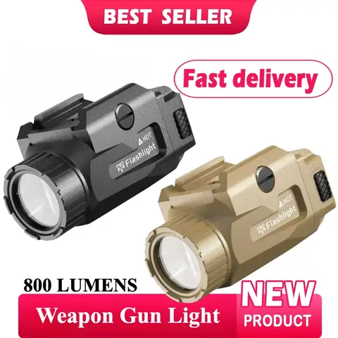 800LM Powerful Tactical Weapon Light 4 Mode USB Rechargeable Quick Release Handgun Outdoor Shooting with Picatinny Rail Mount