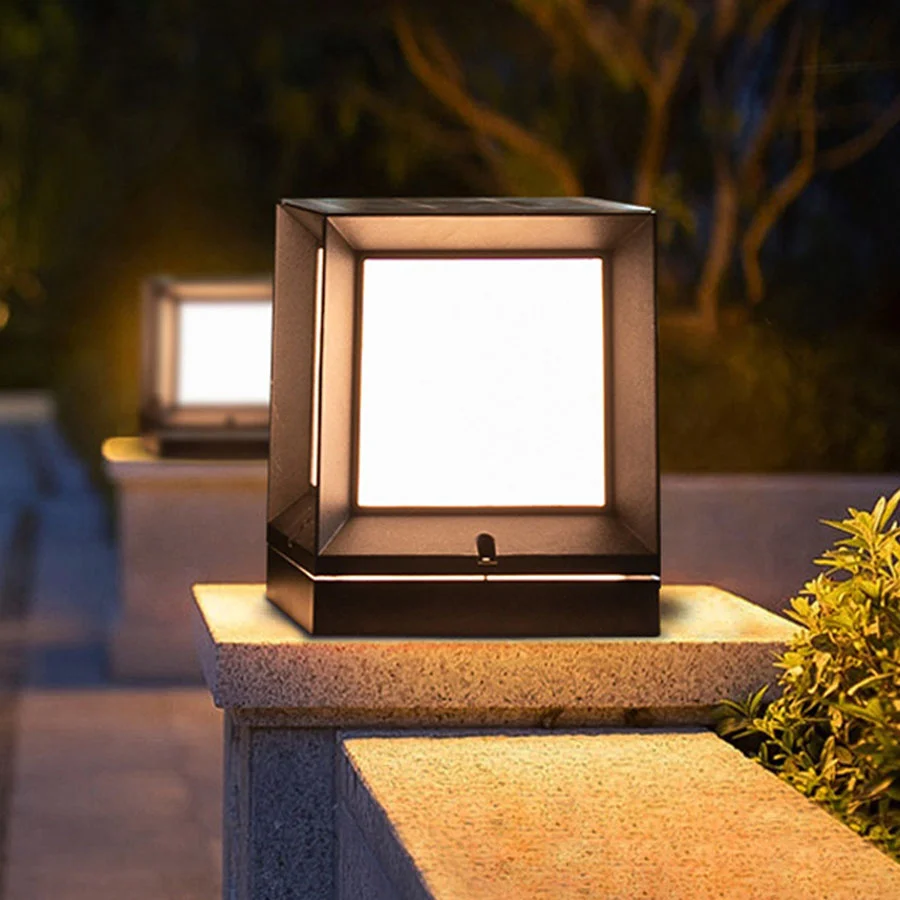 

Outdoor Solar Garden Pillar Light Waterproof Column Lamps Post Light Fence Gate Cap Light Lantern Head Lamp Patio Decor